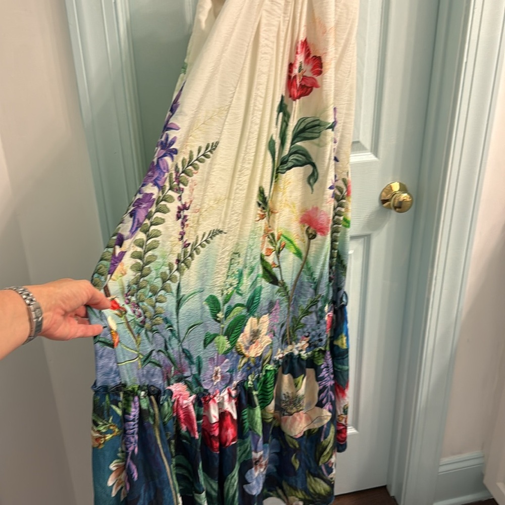 Anthropologie Floral Pink and Blue Strapless Sundress with Straps Medium - Picture 5 of 5